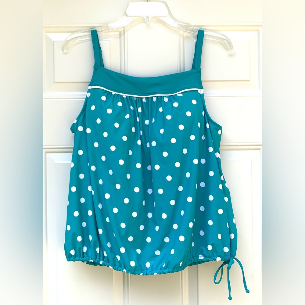 BEACH HOUSE  Women's Tankini Polka Dots Size 12 Swim Top Padded Bra Adjustable